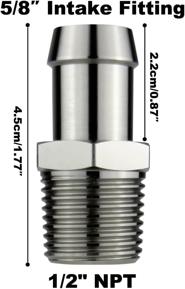 Heater Hose Fitting 1/2" NPT to 5/8" Barb Intake Manifold Adapter