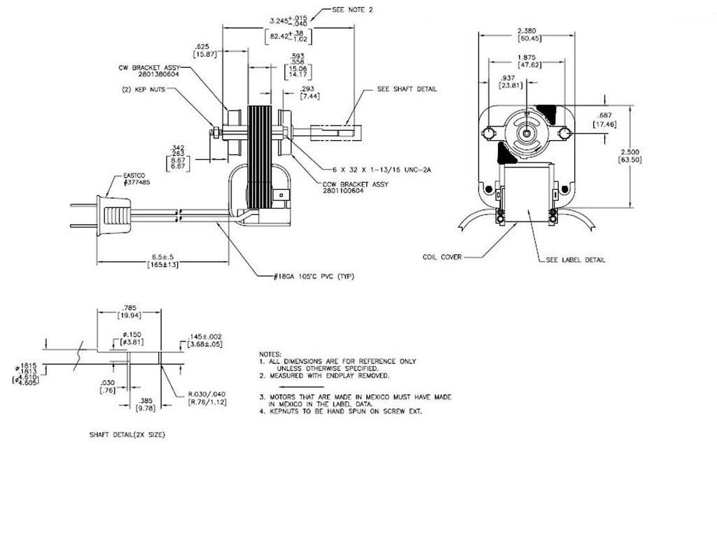 Fasco Motors Fasco K1575 Universal Bathroom Fan Replacement Electric Motor Kit with Fan 115V