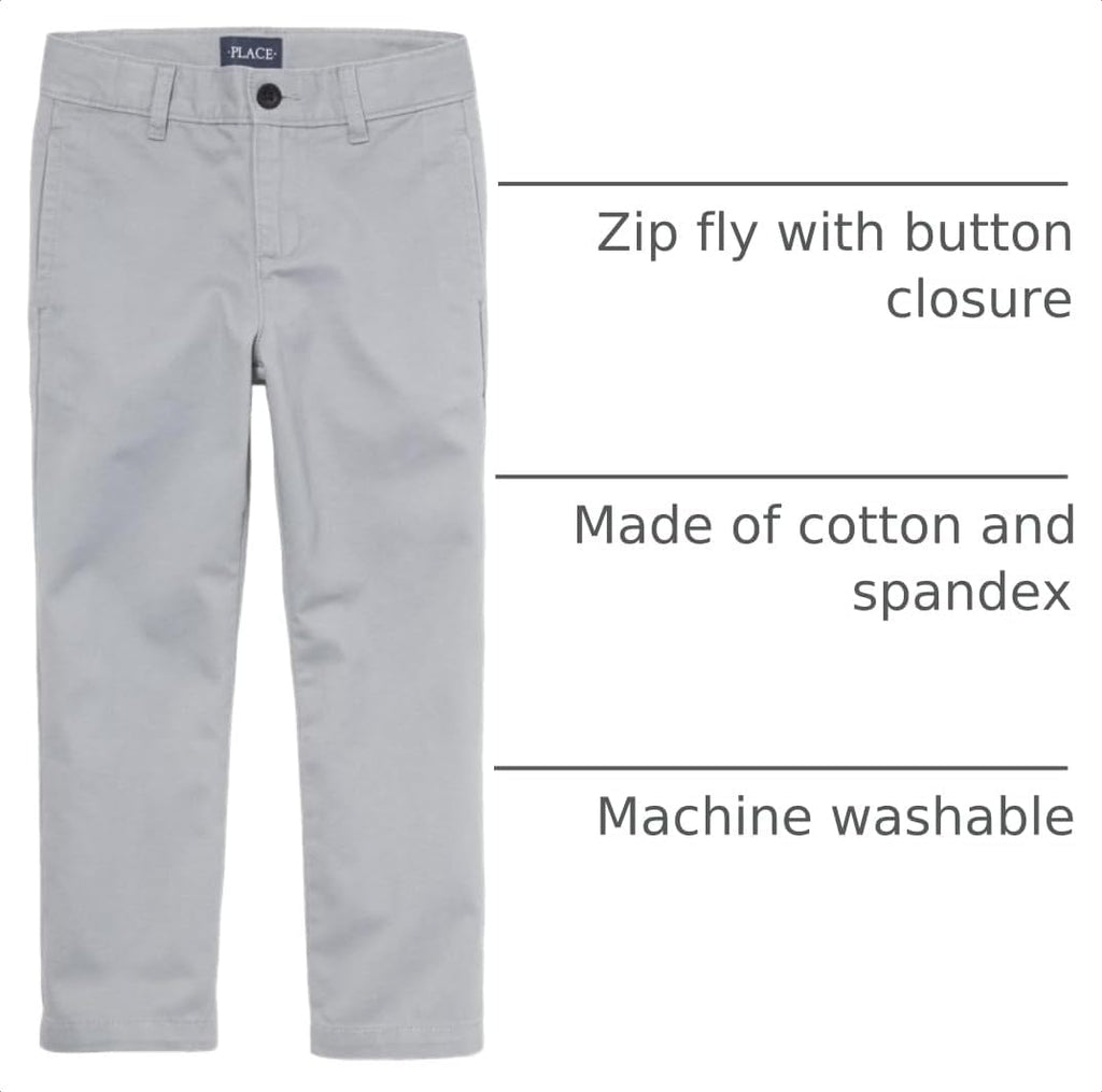 Boys Stretch Chino Pants, Fin Gray Single, 18(Slim)