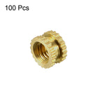 uxcell M3 x 3mm L x 5mm OD Female Thread Brass Embedment Nuts 100Pcs