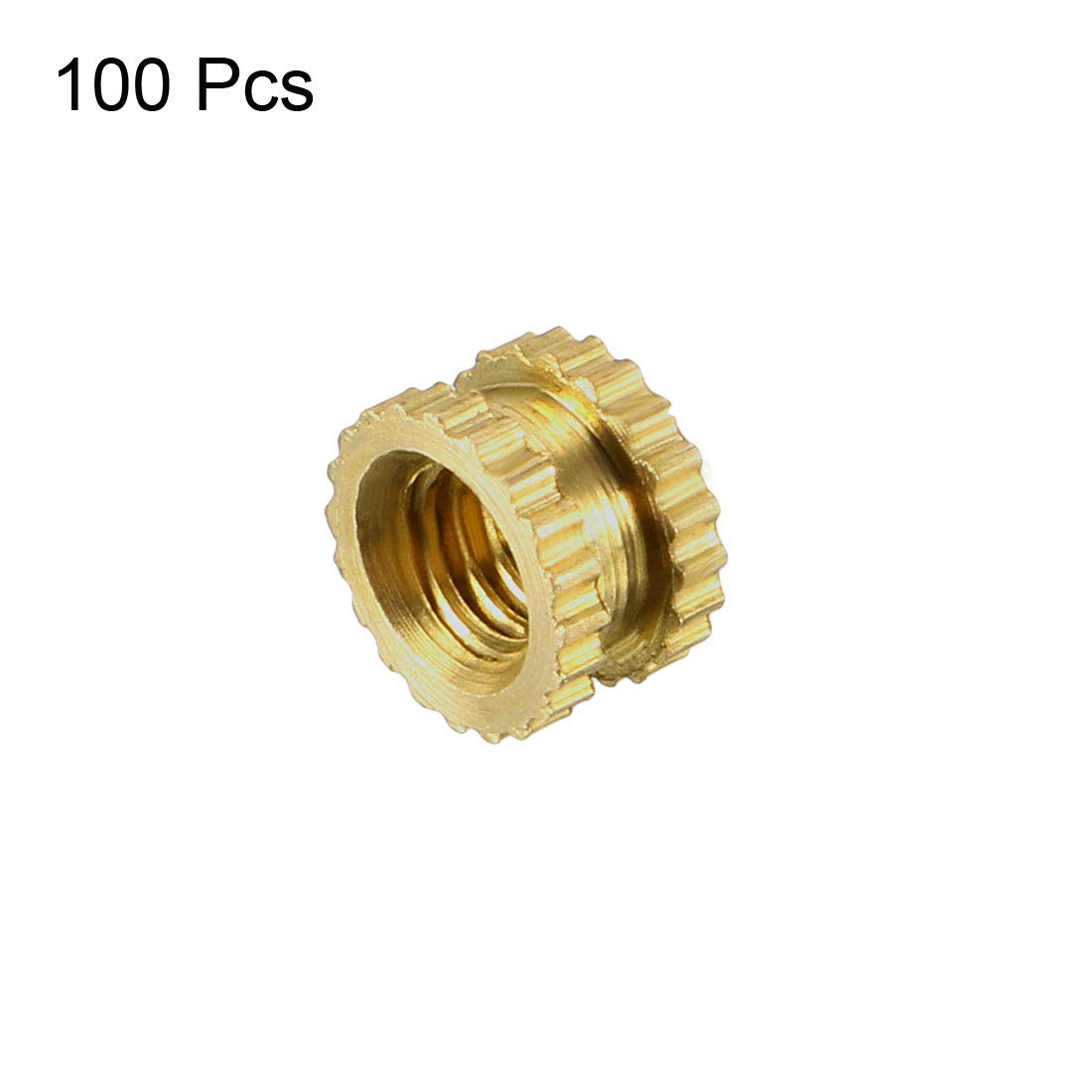 uxcell M3 x 3mm L x 5mm OD Female Thread Brass Embedment Nuts 100Pcs