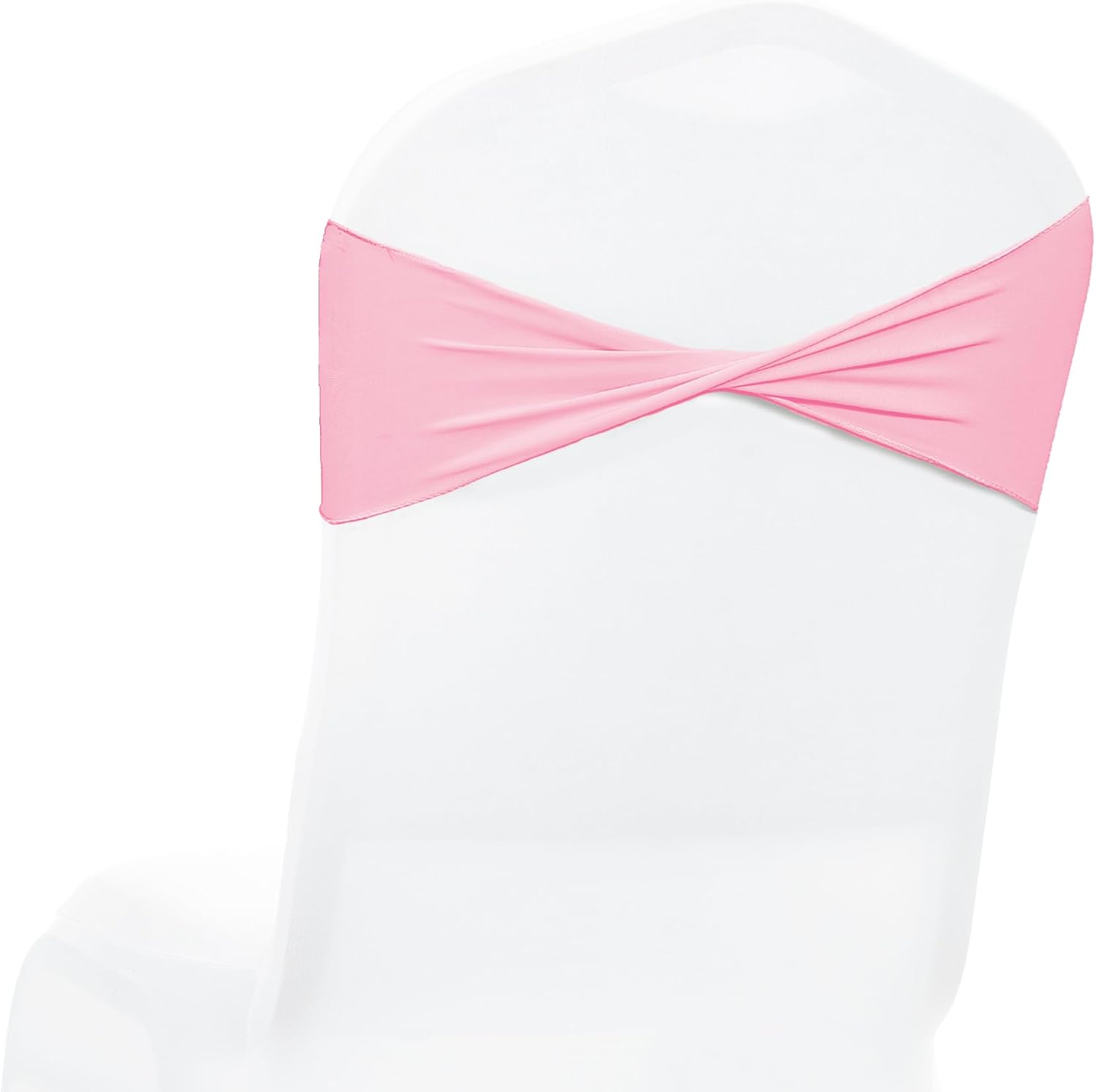 Pack of 100 PCS | Pink | Spandex Chair Sashes Bows Without Buckle | Stretch Elastic Banquet Universal Folding Chair