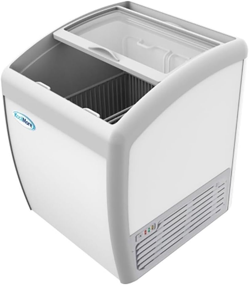 Metal Ice Cream Freezer Display Case with 2 Storage Baskets - White