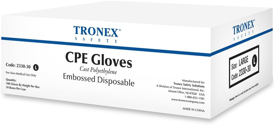 2330 Food Safe Cast Polyethylene CPE Embossed Clear Plastic Poly PE Disposable Gloves for Sushi, Sandwich, and Bakery