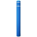 1/8" Blue Safety Bollard Cover 4" with Silver Stripes, 60" H. Installation Tape Included with Flat Top Bollard Post