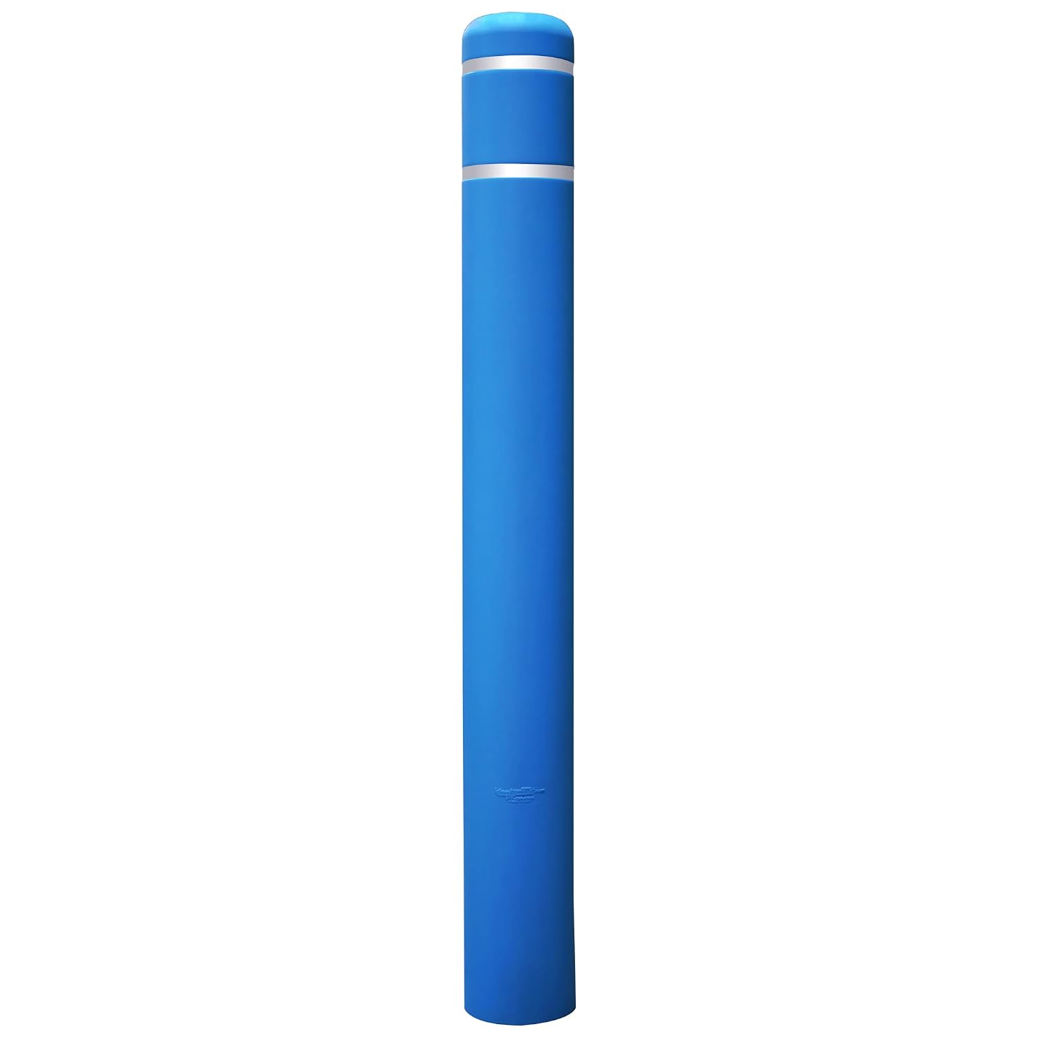 1/8" Blue Safety Bollard Cover 4" with Silver Stripes, 60" H. Installation Tape Included with Flat Top Bollard Post