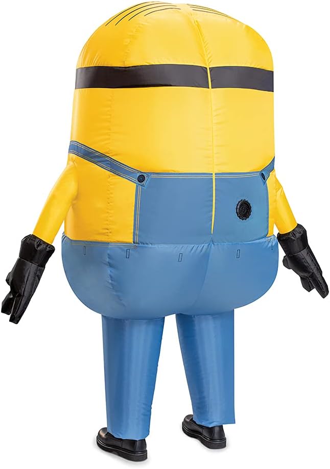 Stuart Minion Inflatable Costume for Men, Official Minions Halloween Costume, Blow Up Jumpsuit with Fan, Adult Size