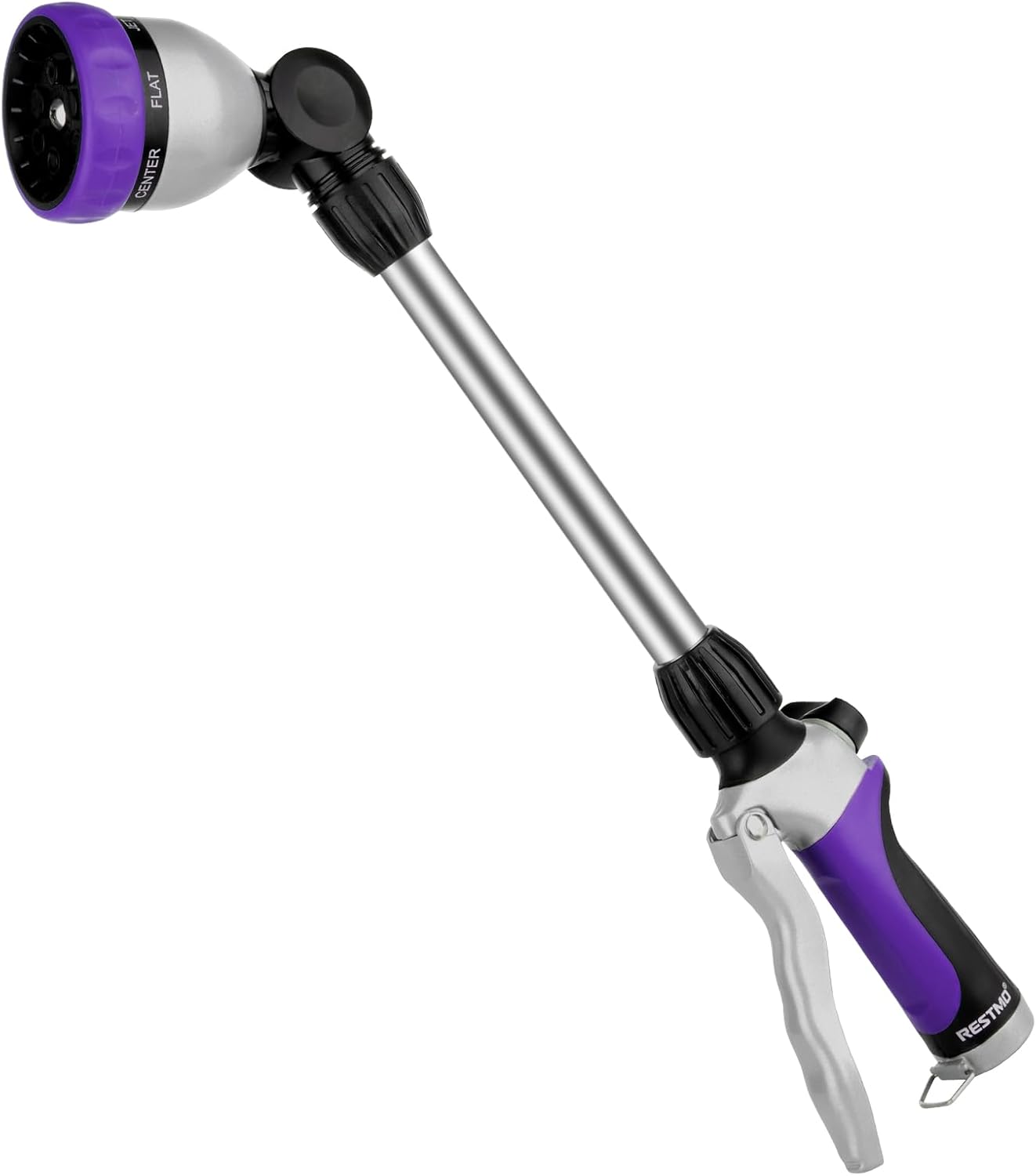 Metal Watering Wand, Heavy Duty Garden Hose Wand with 180° Swivel Ratcheting Head, 16'' Hose Nozzle Sprayer with 7