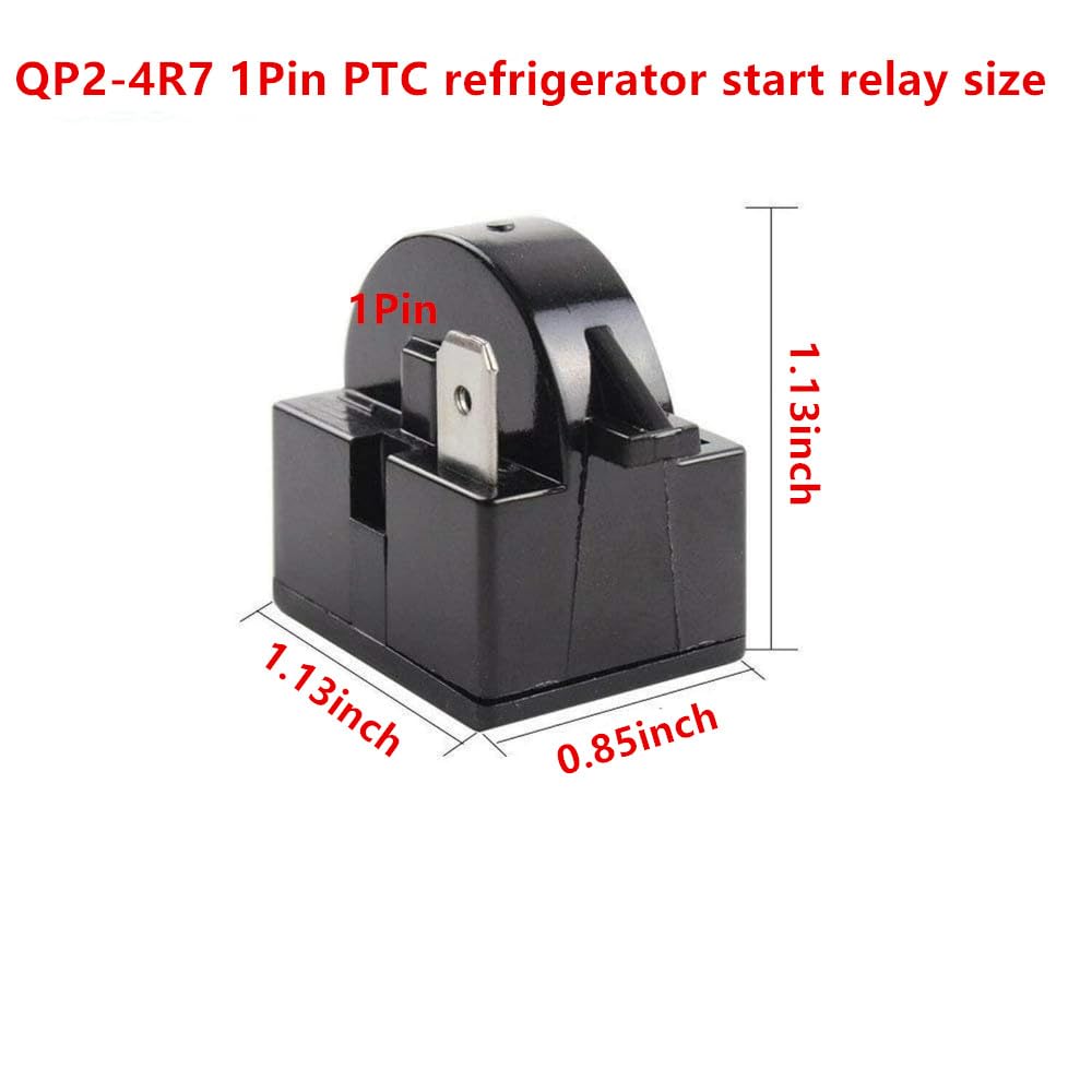 QP2-4R7 1Pin 4.7 Ohm Refrigerator Start Relay & Protector 1/2HP | Compatible With Most Mini Refrigerators Beverage