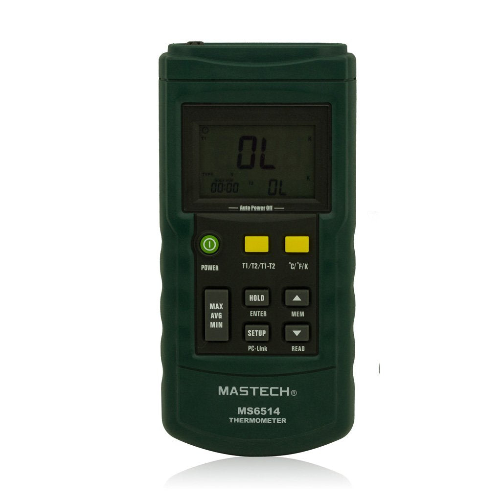 Mastech MS6514 Dual Channel Digital Thermometer Temperature Logger Tester USB Interface 1000 Data