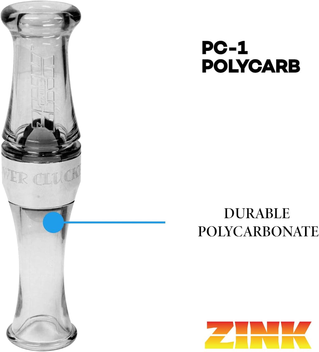 Zink Power Clucker (PC-1) Polycarbonate Hand-Tuned Short Reed Waterfowl Canada Goose Hunting Game Call - A Full Range