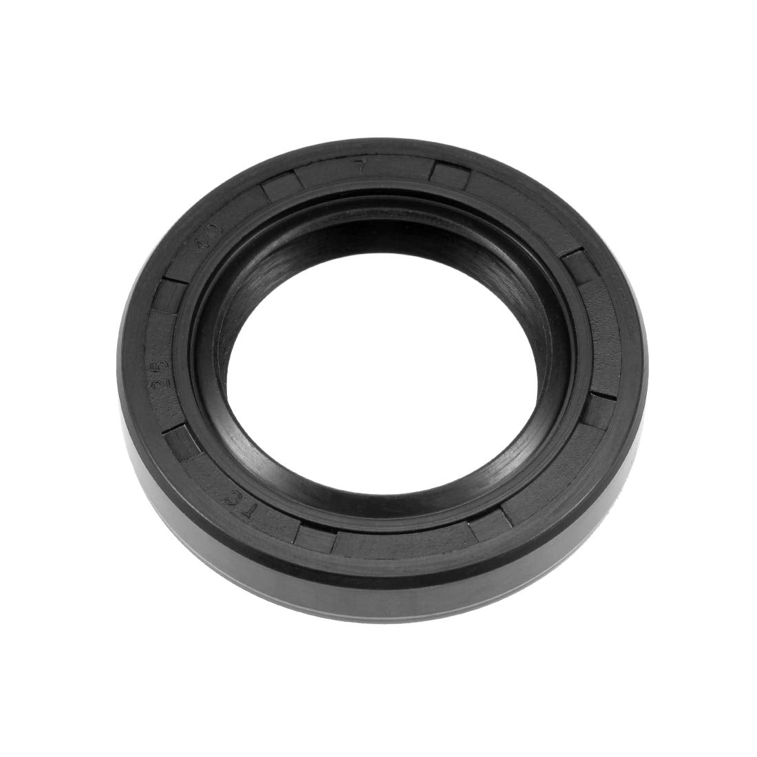 uxcell Oil Seals Rubber TC 25x40x7mm Double Lip w/Spring Black