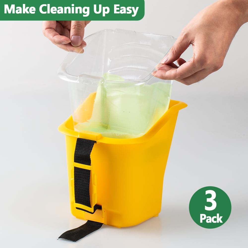18 Pcs Paint Bucket Hand Held, Paint Cup 4 Inch, Paint Brush, Integrated Magnetic Brush Grip, Suitable for