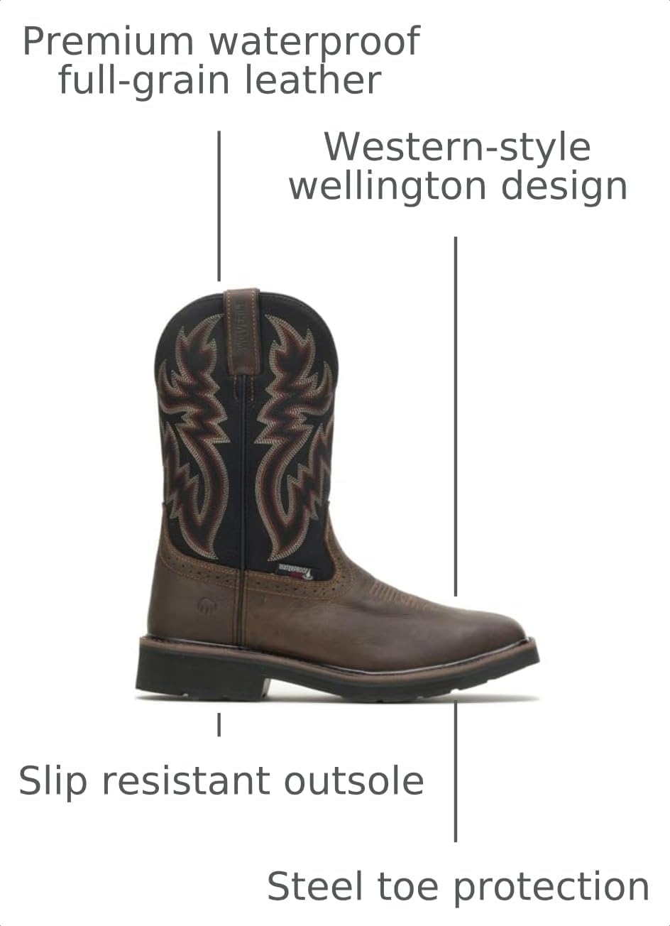Men's Rancher Waterproof Steeltoe Square Toe 10in Wellington Work Boot