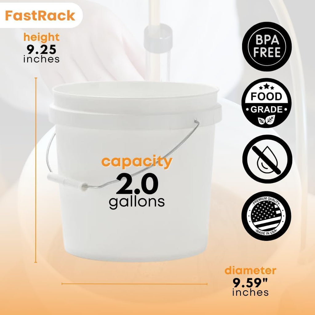 2 Gallon Fermentation Bucket with Lid, Grommet & twin bubble airlock (3 Pack)|HDPE Brew Bucket with Handle &