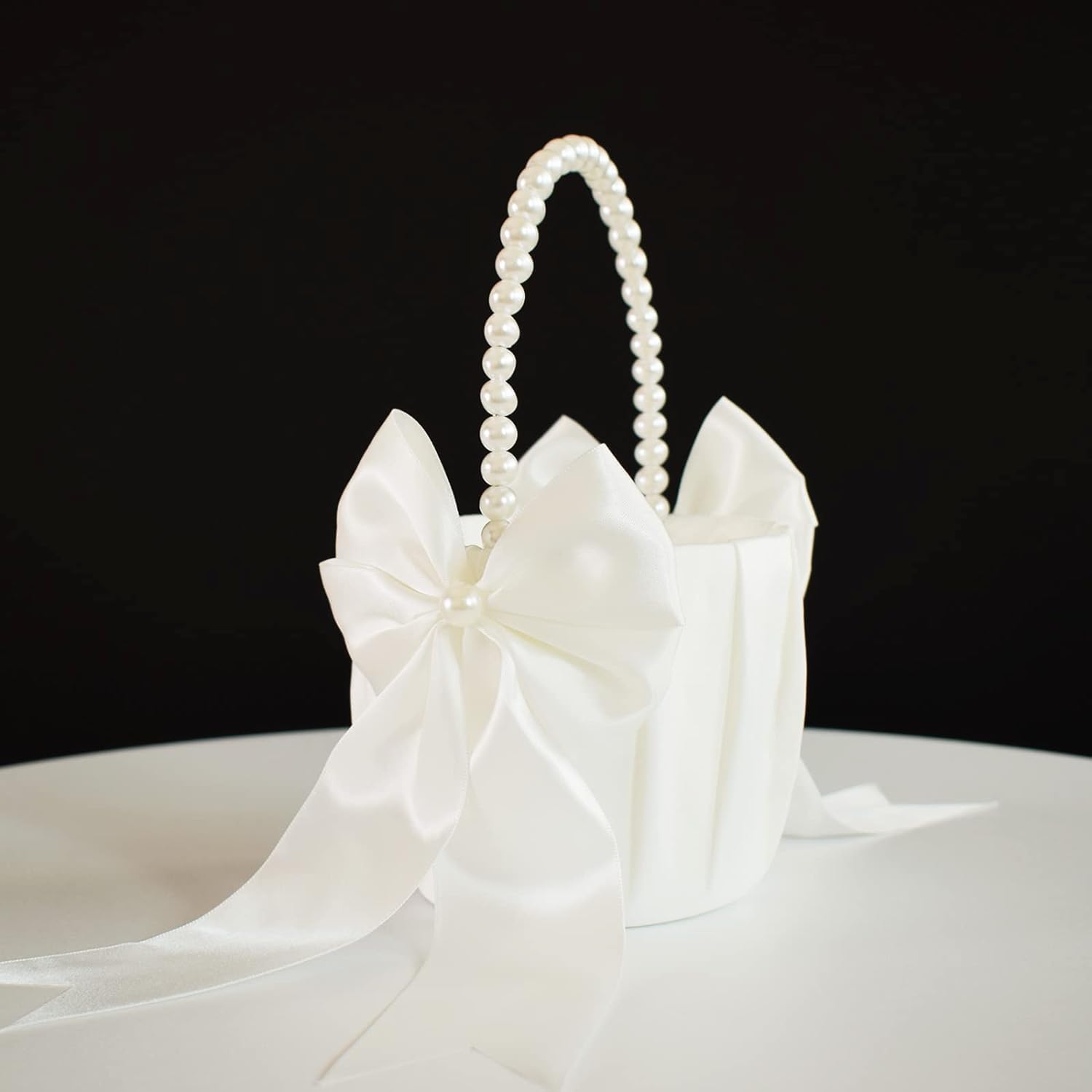 Flower Girl Baskets and Ring Bearer Pillow Set, Ivory Basket and Pillow