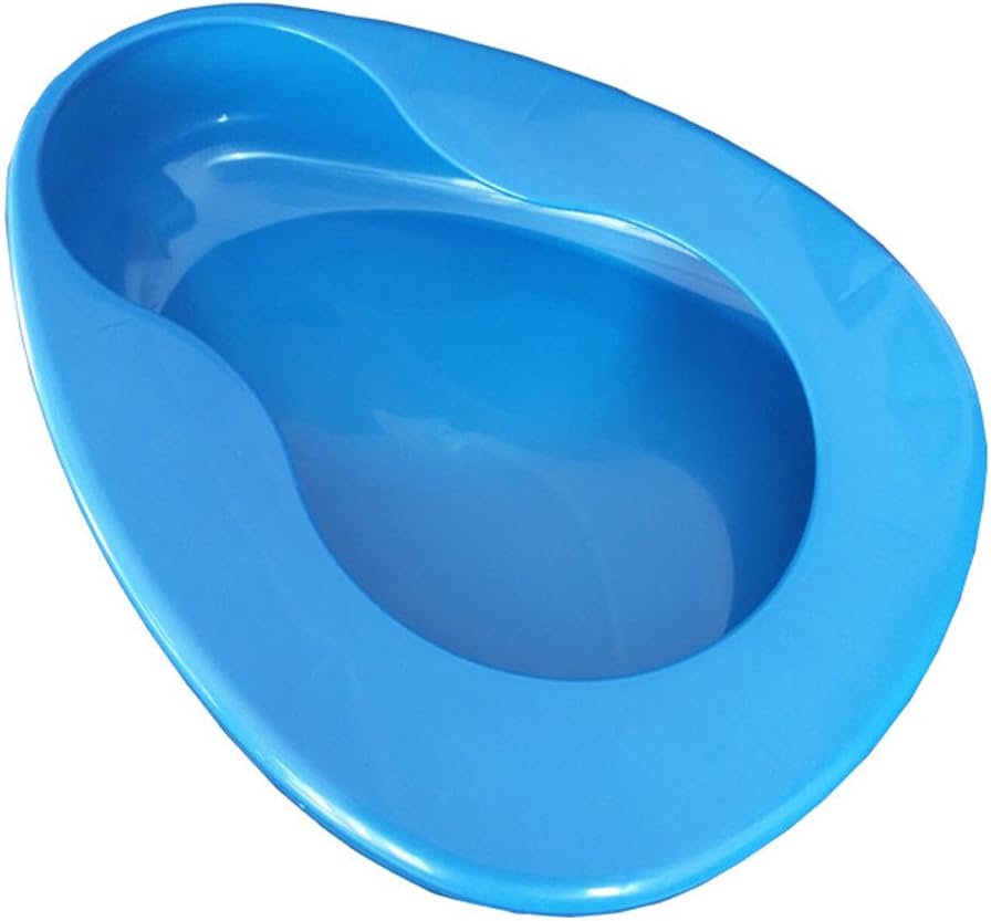 Thick Stable Bedpan for Elderly Men Women Bed-Bound Patient (Blue)