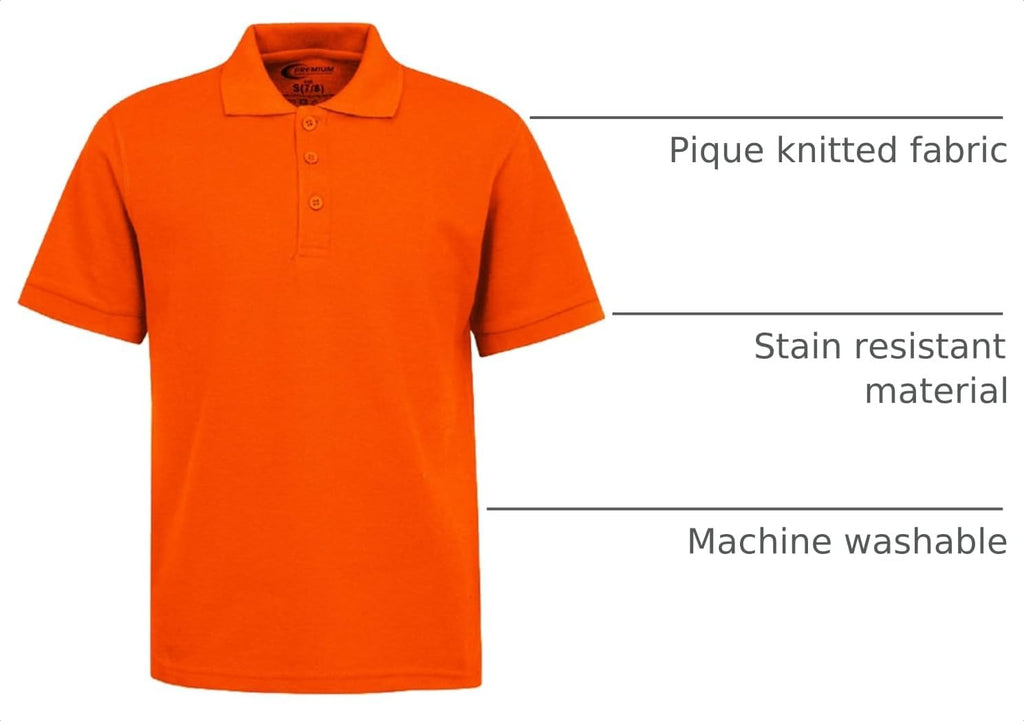 Boys School Uniform Short Sleeve Stain Guard Polo Shirt