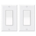 BAOMAIN Single Pole Decorator Paddle Light Switch,15A, Glossy White, 2 Pack