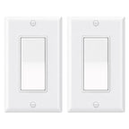 BAOMAIN Single Pole Decorator Paddle Light Switch,15A, Glossy White, 2 Pack