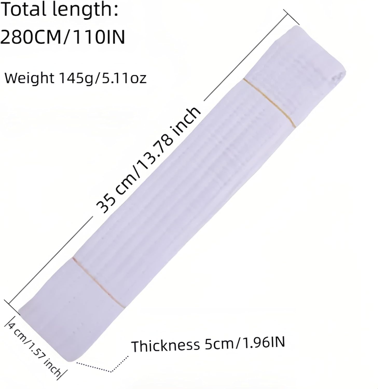 Premium 220cm/87 White Martial Arts Belt for Taekwondo Karate Judo - Double-Layered Cotton Core