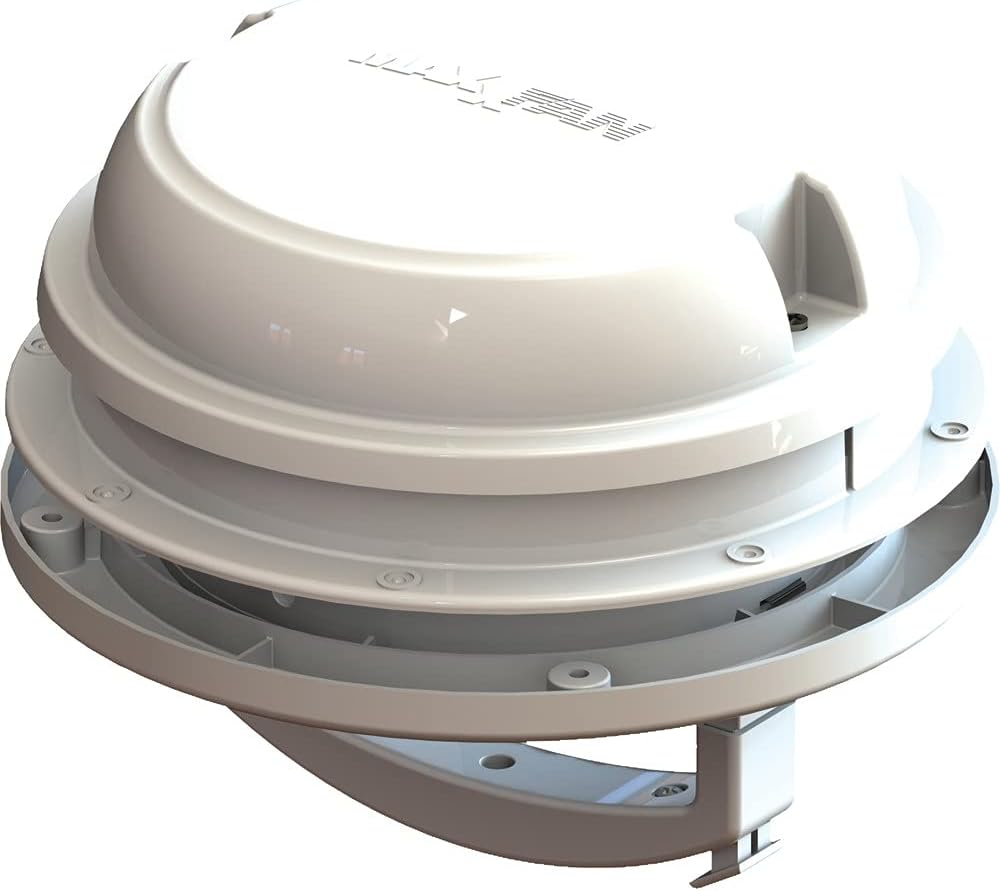 MAXXAIR Maxxfan Dome Plus 12V RV Vent Fan with LED Light, White