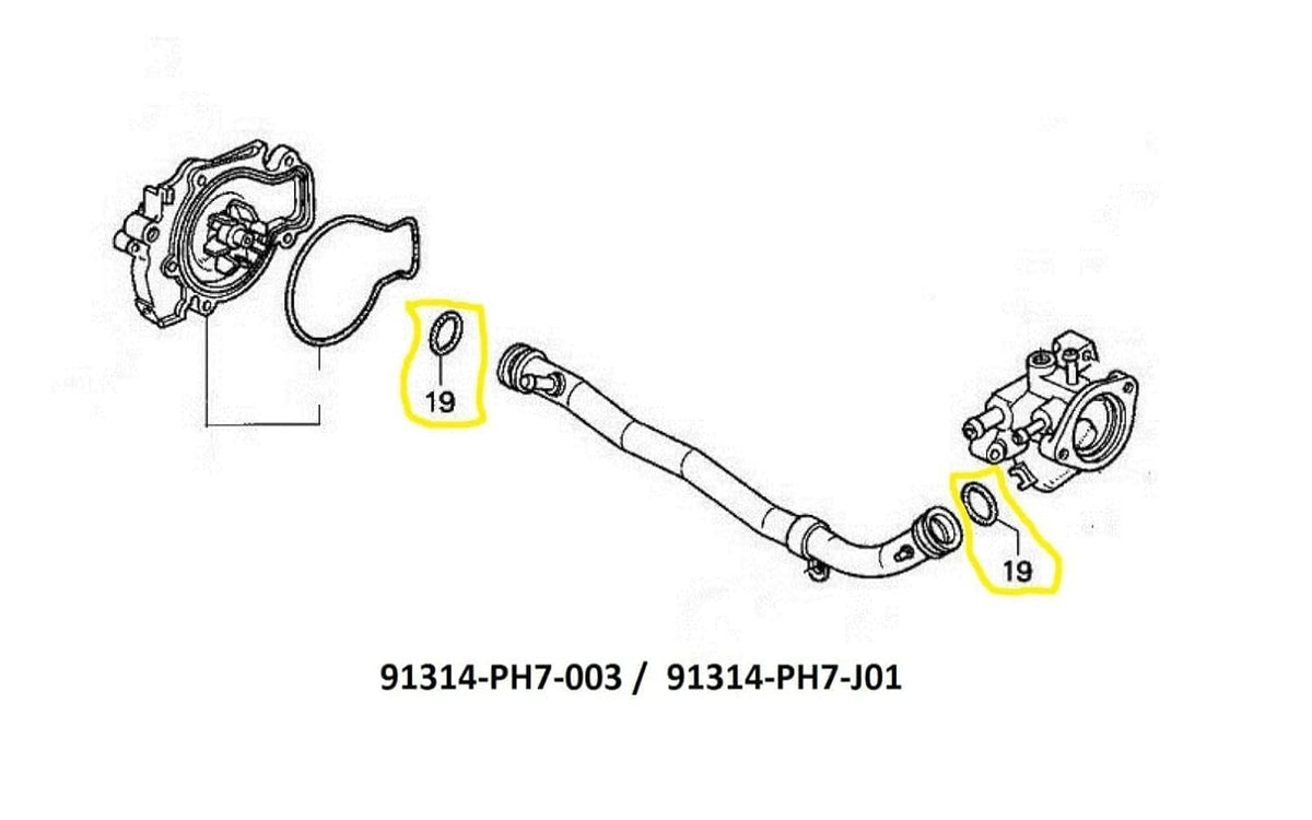 2pcs Coolant Connecting Pipe O-Ring for Acura Integra ILX MDX RDX