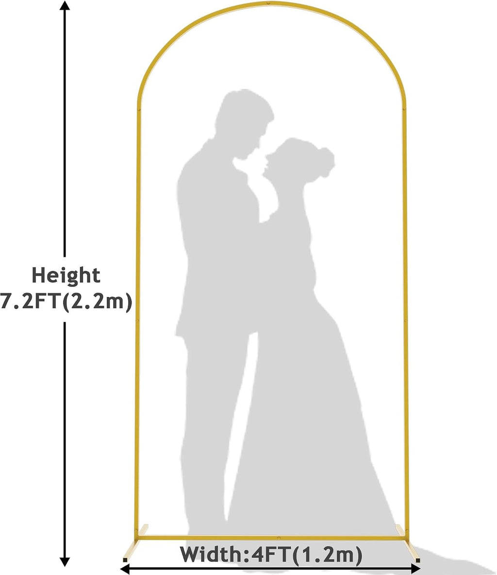 7.2FT Arch Backdrop Stand Gold Metal Wedding Arch Backdrop Stand