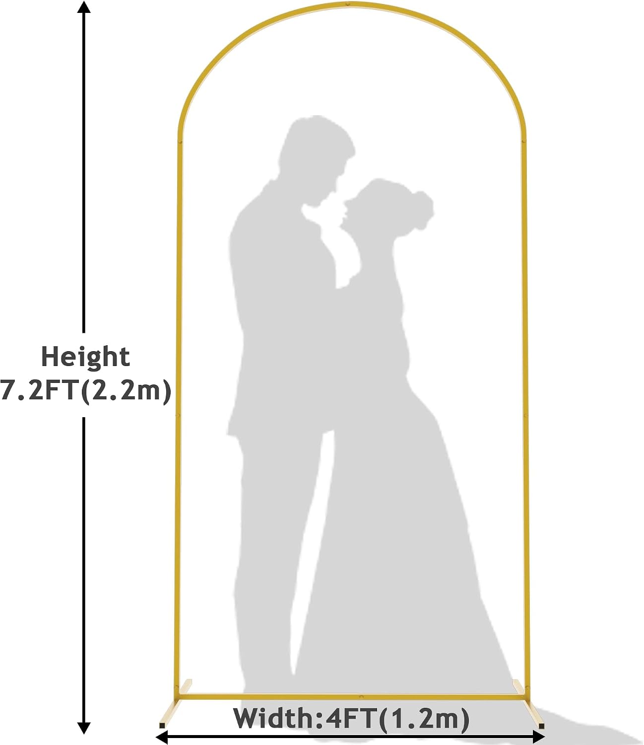 7.2FT Arch Backdrop Stand Gold Metal Wedding Arch Backdrop Stand