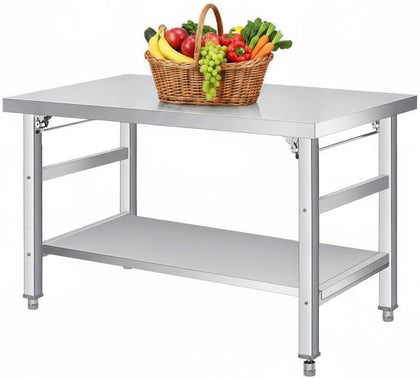 36x24 NSF Stainless Steel Folding Prep Table w/Undershelf