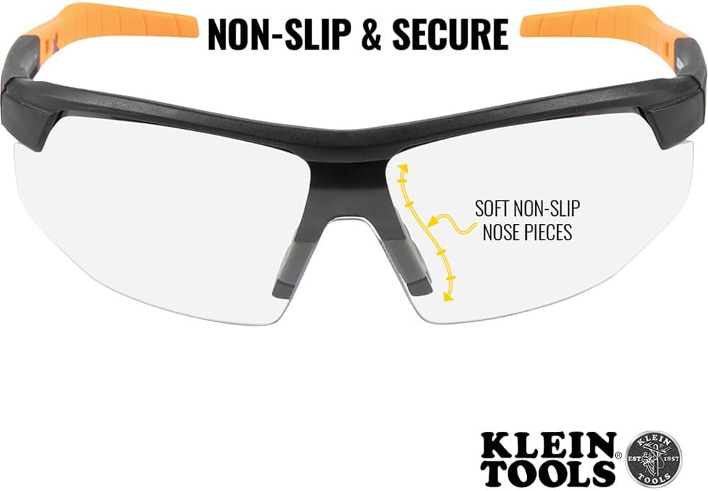 60159 Safety Glasses, PPE Protective Eyewear with Semi Frame, Scratch Resistant and Anti-Fog, Clear Lens