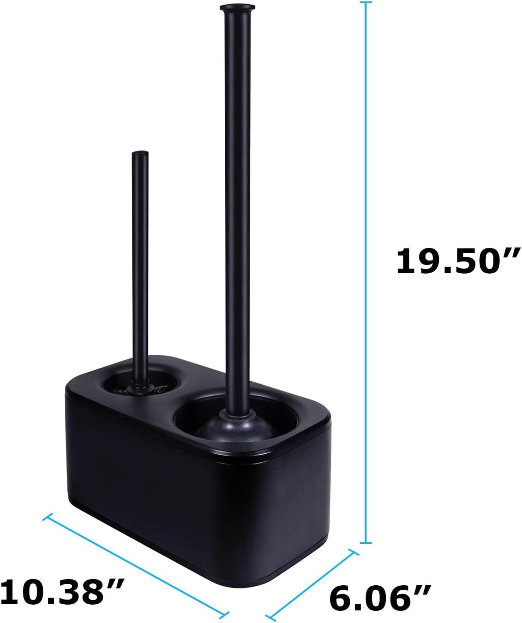 Toilet Brush and Plunger Set with Holder, Sleek Minimalist Modern Black Bathroom Accessories Toilet Plunger and
