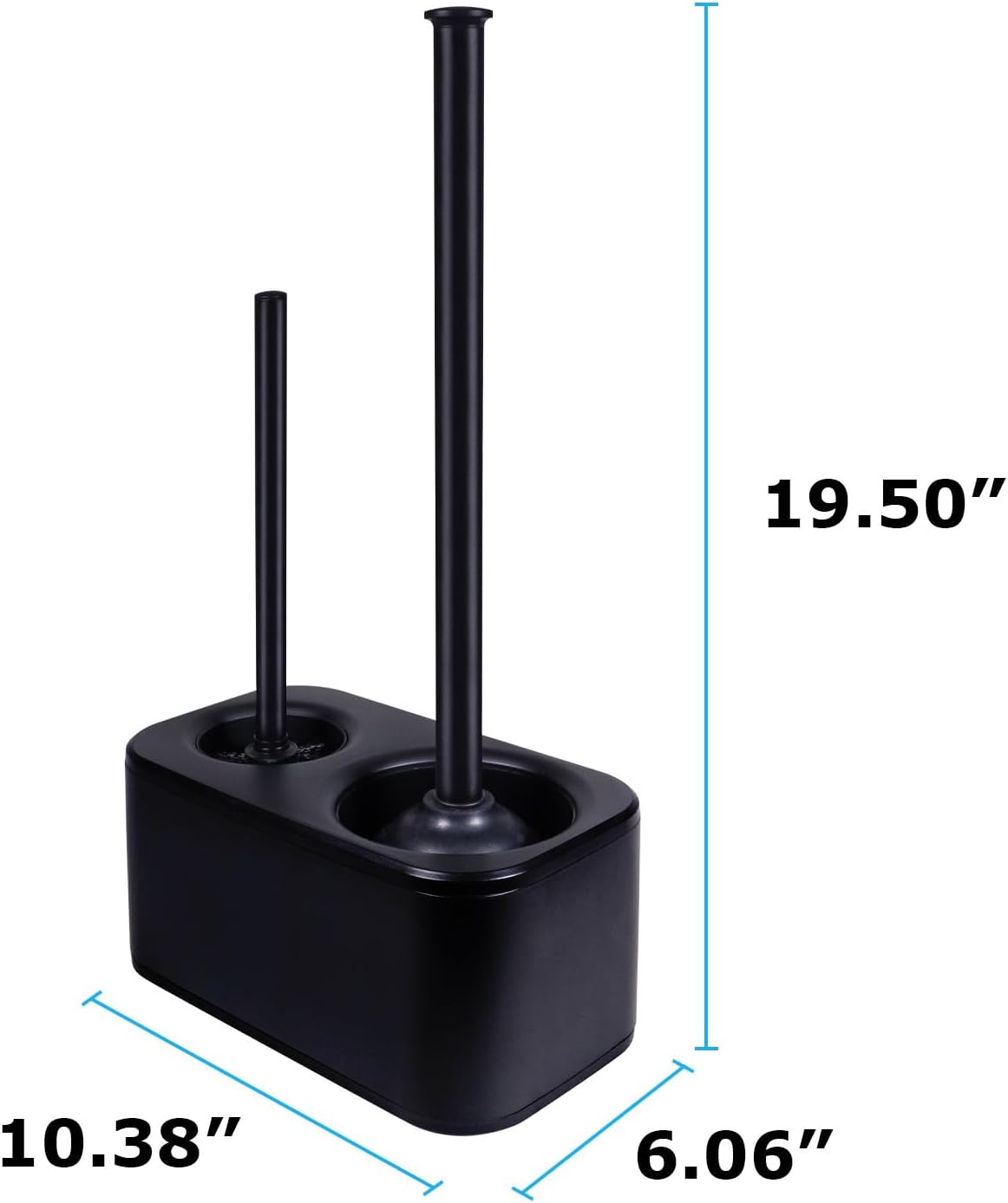 Toilet Brush and Plunger Set with Holder, Sleek Minimalist Modern Black Bathroom Accessories Toilet Plunger and
