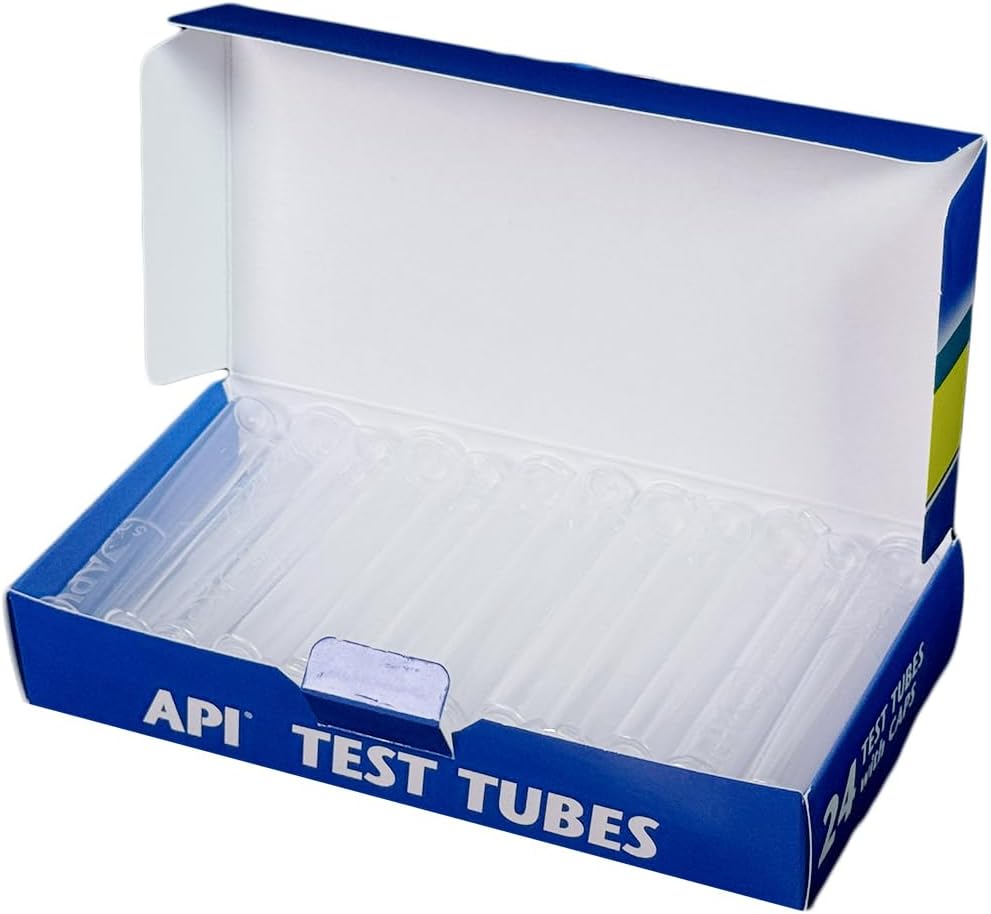 Replacement Plastic Test Tubes with CAPS for Any Aquarium Test Kit Including API Freshwater Master Test Kit 24-Count Box