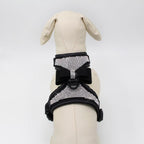 Reflective Dog Harness with Rhinestone, Cute Bling Ties Dog Harness Dog Leash, Reflective Chest Strap with Shiny Bow