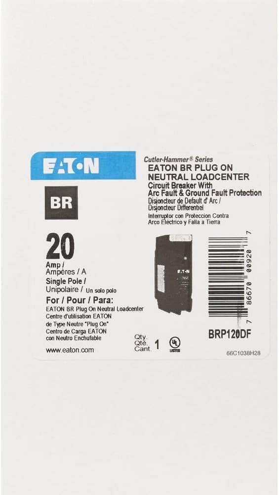 BR 20A Single-Pole AFCI/GFCI Circuit Breaker - 1 Each