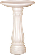 Round Outdoor Bird Bath, Fillable Base, 17" D x 25" H, White