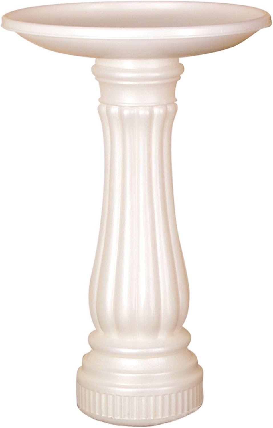 Round Outdoor Bird Bath, Fillable Base, 17" D x 25" H, White