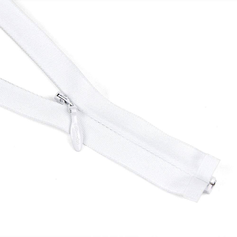 Size #5 Invisible Separating Zipper, 9" Length, White, Brand