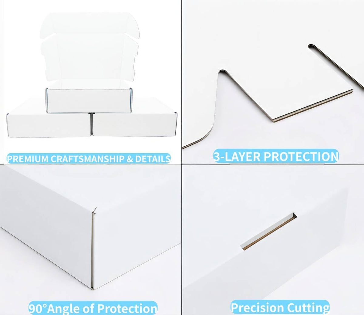 9x6x2 Inches White Corrugated Cardboard Shipping Boxes Set of 2