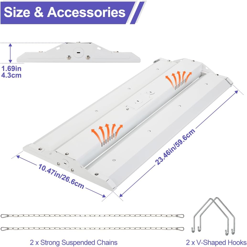 2FT 150W LED Linear High Bay Light, 5000K High Bay Shop Light 4 Pack