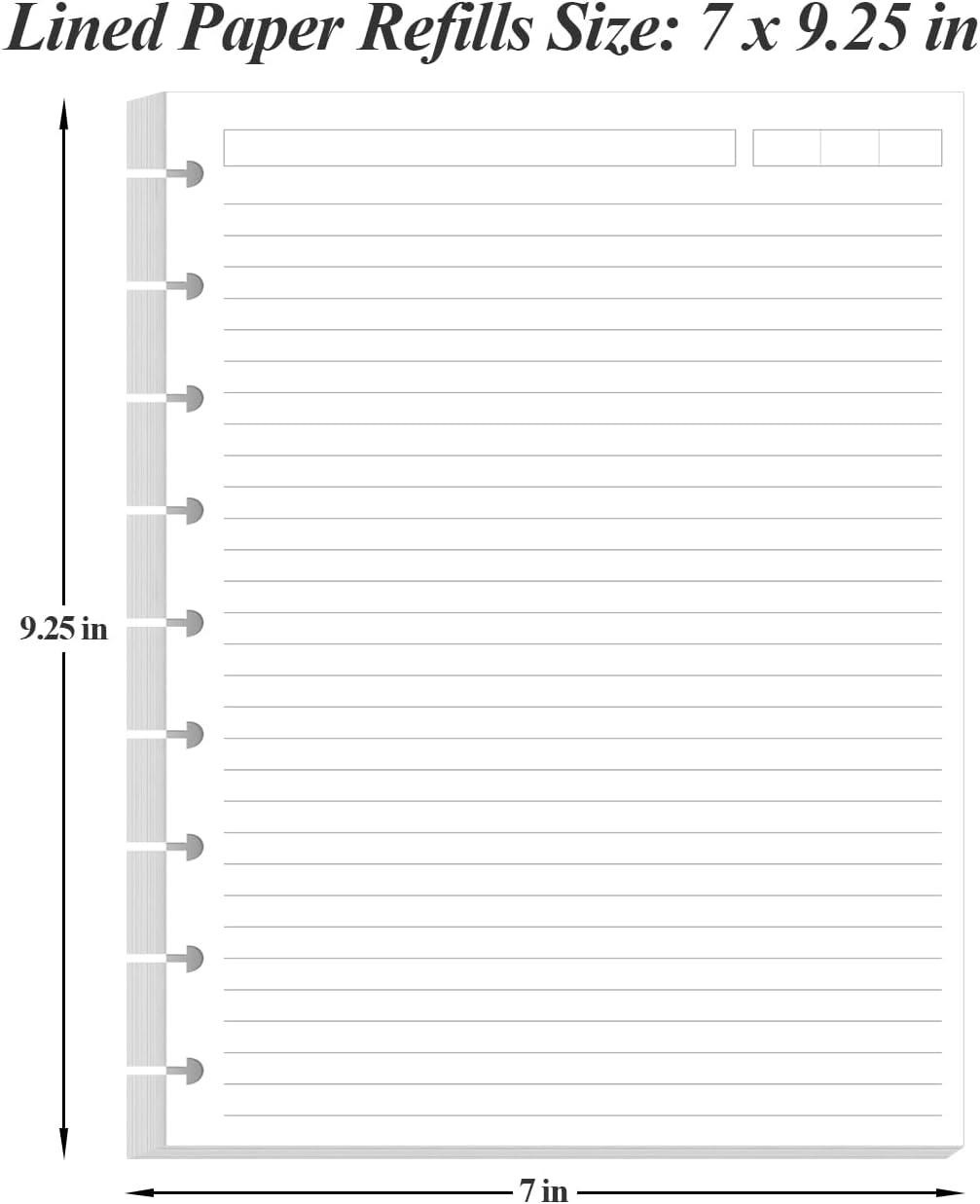 9-Disc Discbound Lined Refill Paper, Classic Size Pre-punched Happy Planners Inserts, 100Sheets/200Pages Loose-Leaf