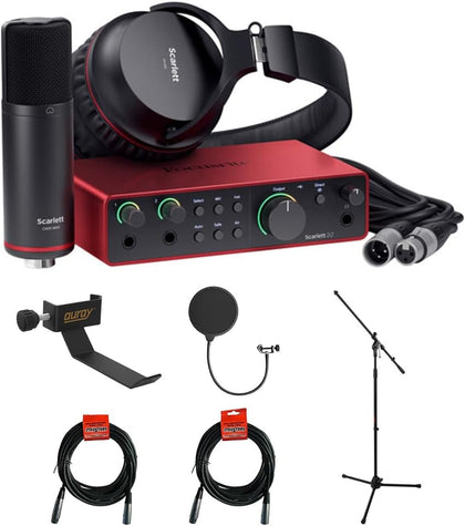 Focusrite Scarlett 2i2 Studio USB-C Audio Interface (4th Generation) with Condenser Microphone and Headphones Bundle