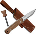 Bushmate 2.0 Designed by DBK - Bushcraft Knife - Fixed-Blade Carbon Steel Knife with Leather Sheath & Firestarter