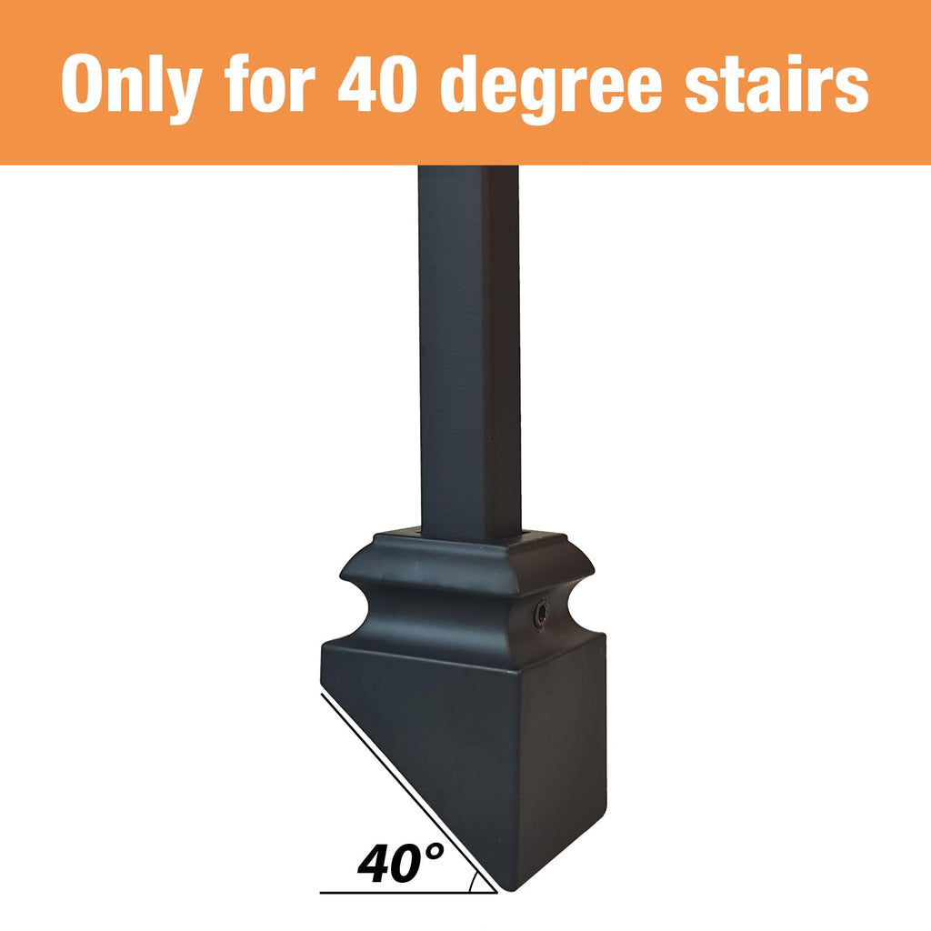 24 Pcs Iron Baluster Shoes, 40 Degree Slant with Screw(Matte Black)