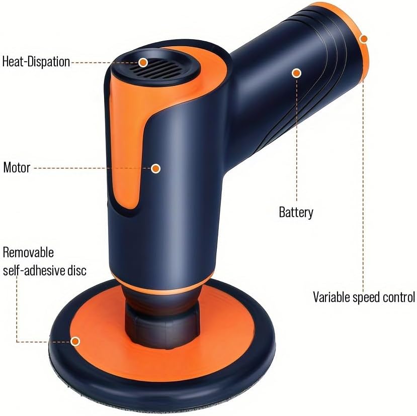 Cordless Electric Sander, Buffer Polisher with 2x2000mAh, Variable Speed 1700—2500 RPM, Car Polisher and Buffers for