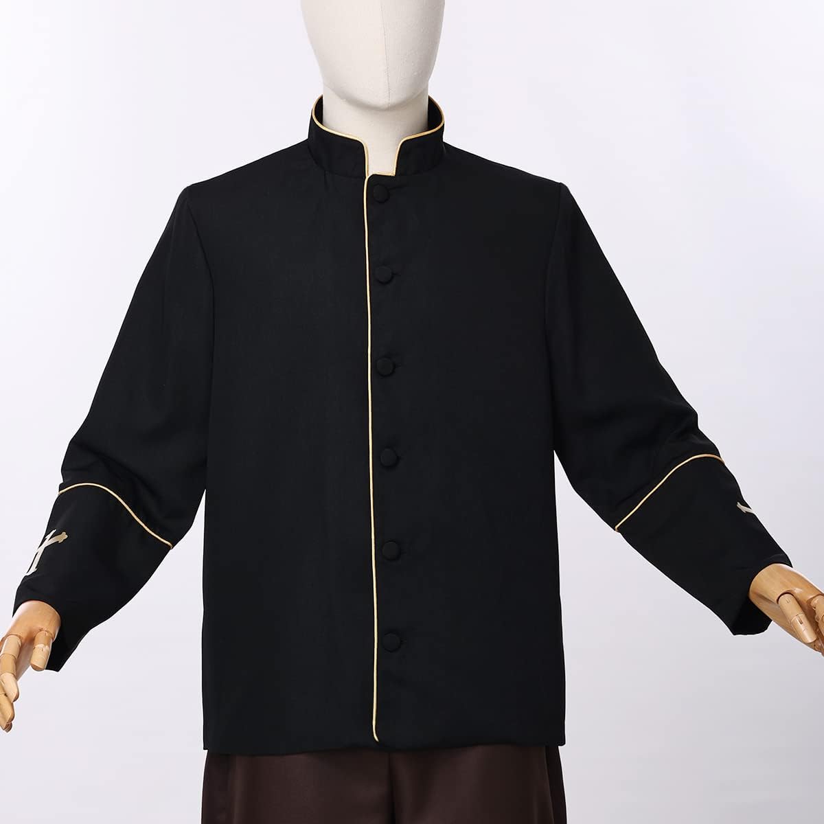 Mens Clergy Coat Church Priest Robe Vestment Stand Up Collar Button Down Top Outwear for Pastor
