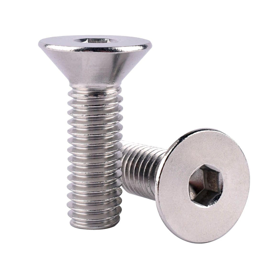 3/8-16 x 1 Flat Head Socket Cap Screws Countersunk Bolts, Allen Hex Socket Drive, 304 Stainless Steel 18-8, Full Thread, 10Pcs