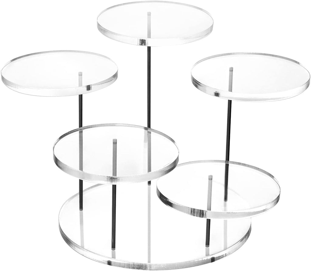 Round Acrylic Products Display Riser Stands, 5 Tier Displaying Risers Display Stands for Rings Earrings and Mini