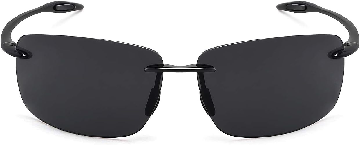 JULI Sports Sunglasses for Men Women Tr90 Rimless Frame for Running Fishing Golf Surf Driving MJ8009